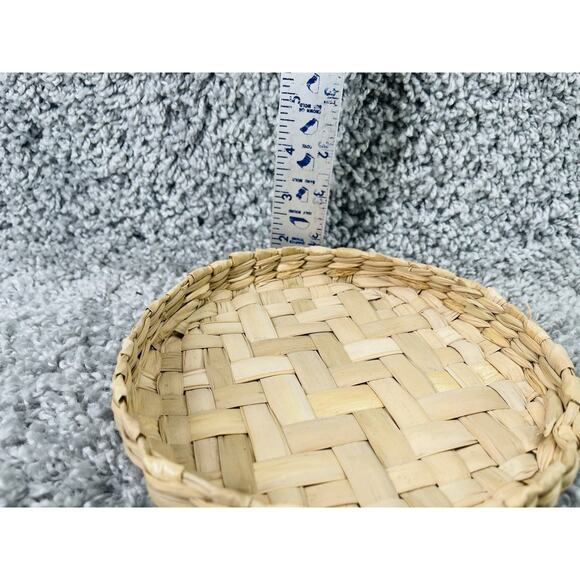 Vintage Natural Grass Round Basket Home Decor Any Room Tray Small 7 In - Picture 3 of 8